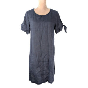 Terzo Millennio Linen Dress Sz S Midi Navy Blue Minimalist Beach Large Lagenlook